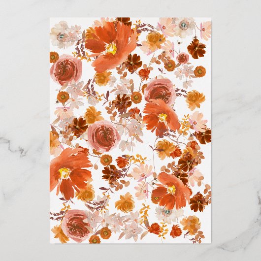 エレガント冬フレームリースフローラ銀箔Inv 箔招待状 (裏面)