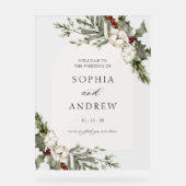 エレガント冬フローラアー結婚チへようこそ アクリルサイン (正面)