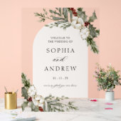 エレガント冬フローラアー結婚チへようこそ アクリルサイン (ウェディング)