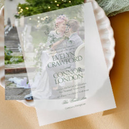 エレガント冬フローラク結婚スト ベラム紙招待状