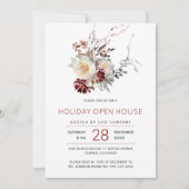 エレガント冬フローラシンプルホリデーオープンハウス 招待状 (正面)