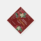 エレガント冬フローラポインセチアパーティー赤 スタンダードカクテルナプキン (角)