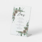 エレガント冬フローラ結婚バー標識 台座サイン (正面)