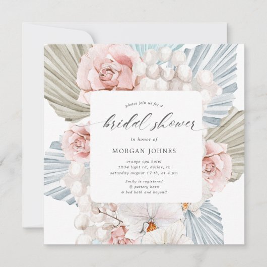 エレガント冬ブルーボヘミアンフローラブライダルシャワー (正面)