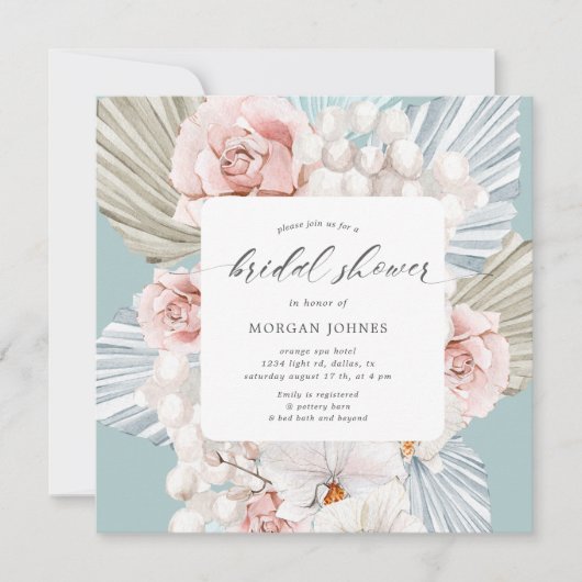 エレガント冬ブルーボヘミアンフローラブライダルシャワー (正面)