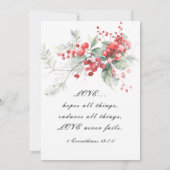 エレガント冬レッドベリー結婚クリスチャン 招待状 (裏面)