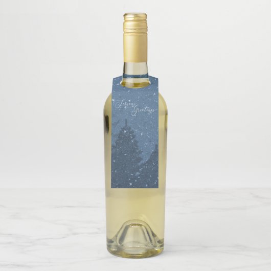 エレガント冬企業の雪ツリーズブルーホリデー ボトルネックタグ (ボトル)