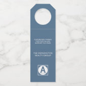 エレガント冬企業の雪ツリーズブルーホリデー ボトルネックタグ (裏面)