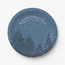 エレガント冬企業の雪ツリーズホリデー ペーパープレート