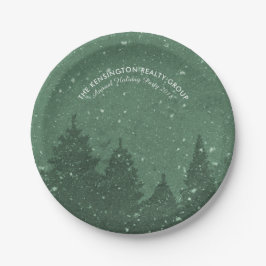 エレガント冬企業の雪ツリーズホリデー ペーパープレート