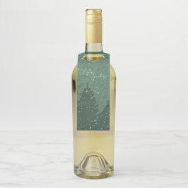 エレガント冬企業の雪ツリーズホリデー ボトルネックタグ