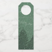 エレガント冬企業の雪ツリーズホリデー ボトルネックタグ (正面)