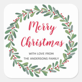 エレガント冬季のクリスマス スクエアシール