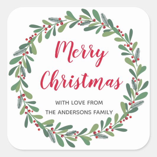 エレガント冬季のクリスマス スクエアシール (正面)