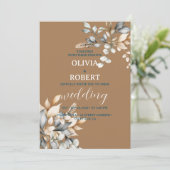 エレガント冬水色フローラ 招待状 (スタンド正面)