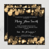 エレガント冬30歳の誕生日パーティー金ゴールド 招待状 (正面/裏面)