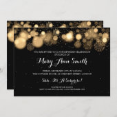 エレガント冬30歳の誕生日パーティー金ゴールド 招待状 (正面/裏面)