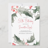 エレガント冬50日誕生日招待状 招待状 (正面)