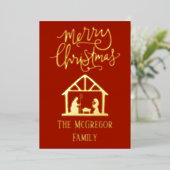エレガント出生クリスマスの家族の名前 箔シーズンカード (立ち正面)