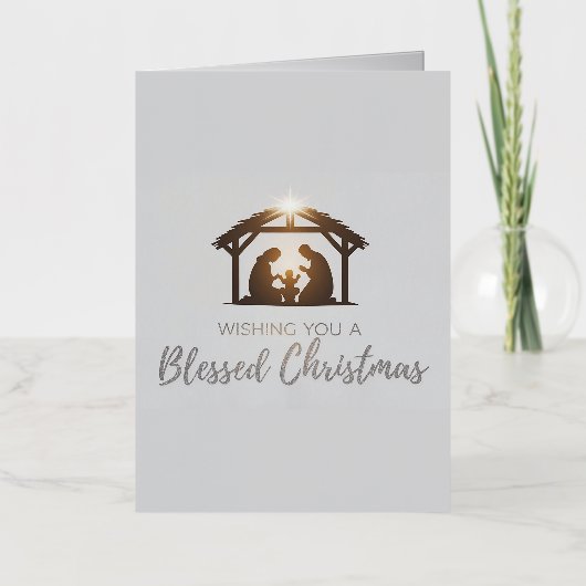 エレガント出生シーンクリスマスカード 箔グリーティングカード (正面)