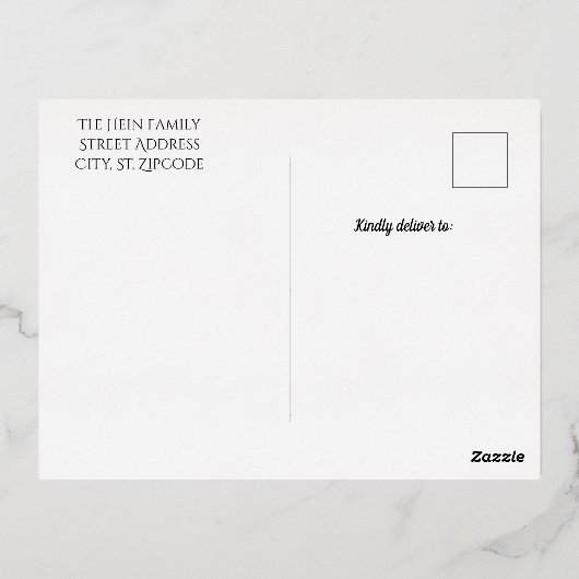 エレガント出生シーン金ゴールドクリスマス 箔シーズンポストカード (裏面)