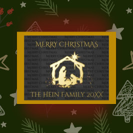 エレガント出生シーン金ゴールドクリスマス 箔シーズンポストカード