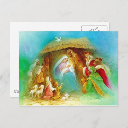 エレガント出生シーン、メリーイエス・ヨセフ ポストカード (正面/裏面)