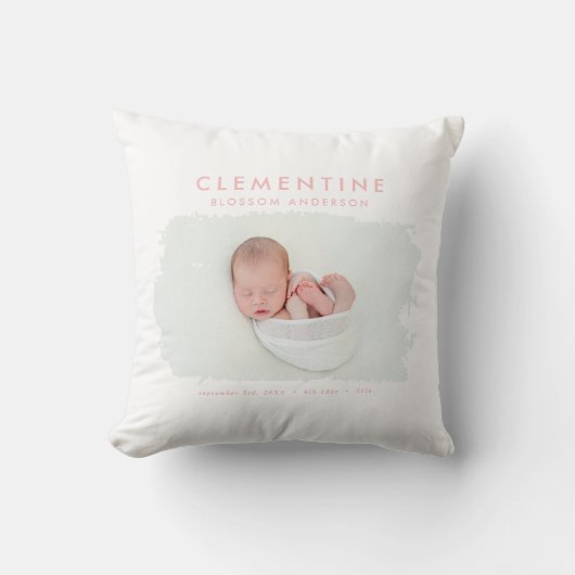 エレガント出生ミニマル告知写真 クッション (正面)