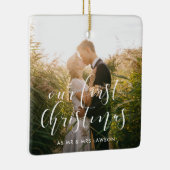 エレガント初めてのクリスマスの結婚写真 セラミックオーナメント (右)