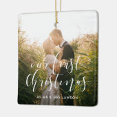 エレガント初めてのクリスマスの結婚写真 セラミックオーナメント (左)