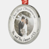 エレガント初めてのクリスマスの結婚写真 メタルオーナメント (左)