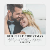 エレガント初めてのクリスマスの結婚写真 メタルオーナメント (裏面)