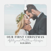 エレガント初めてのクリスマスの結婚写真 メタルオーナメント (正面)