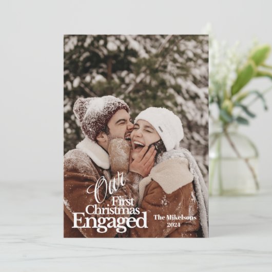 エレガント初めてのクリスマス婚約した シーズンカード (スタンド正面)