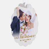 エレガント初めてのクリスマス結婚した2写真クリスマス オーナメントカード (右)