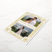 エレガント初めてのクリスマス2フォト金ゴールドカスタム 箔シーズンカード (回転した状態)