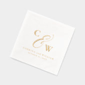 エレガント初期シンプル名の日結婚付 箔ナプキン (左)