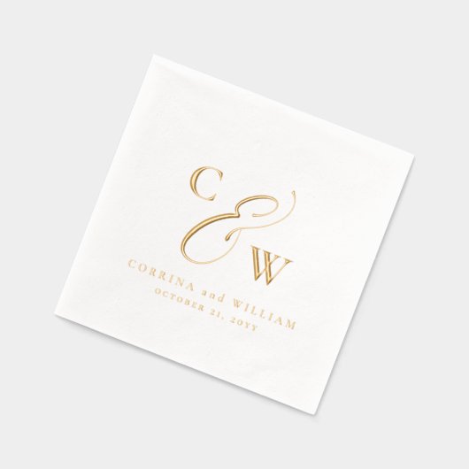 エレガント初期シンプル名の日結婚付 箔ナプキン (左)