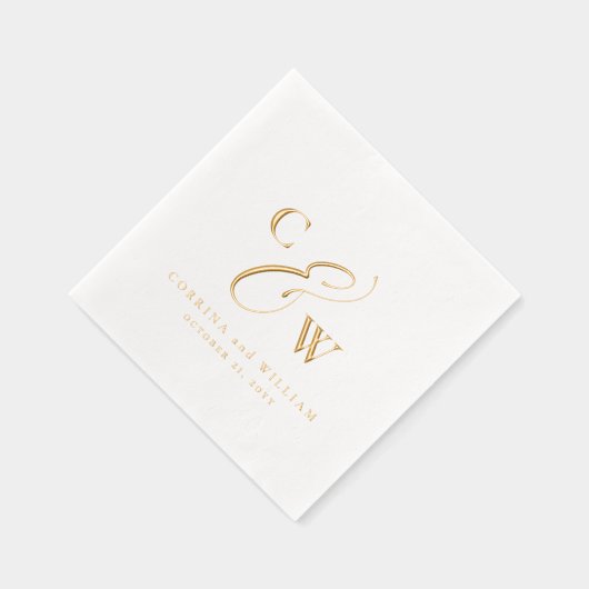 エレガント初期シンプル名の日結婚付 箔ナプキン (右)
