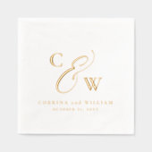 エレガント初期シンプル名の日結婚付 箔ナプキン (正面)