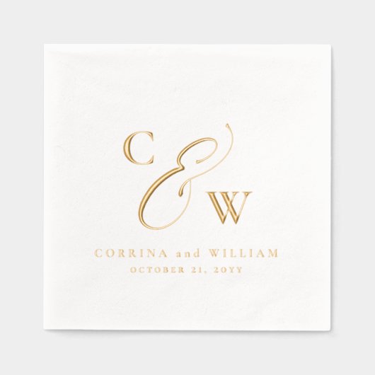 エレガント初期シンプル名の日結婚付 箔ナプキン (正面)