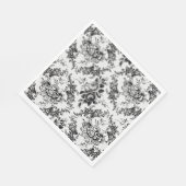 エレガント刻印フランスの黒フローラトイル スタンダードランチョンナプキン (角)