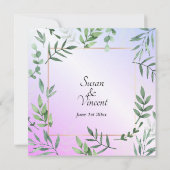 エレガント動植物ラベンダー結婚ズ 招待状 (裏面)
