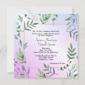 エレガント動植物ラベンダー結婚ズ 招待状 (正面)