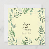 エレガント動植物枠の黄結婚色 招待状 (裏面)