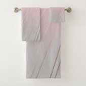エレガント勾配ピンク灰色パターンバラ金ゴールド バスタオルセット (インサイチュ)