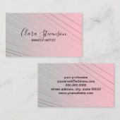 エレガント勾配ピンク灰色パターンバラ金ゴールド 名刺 (正面/裏面)