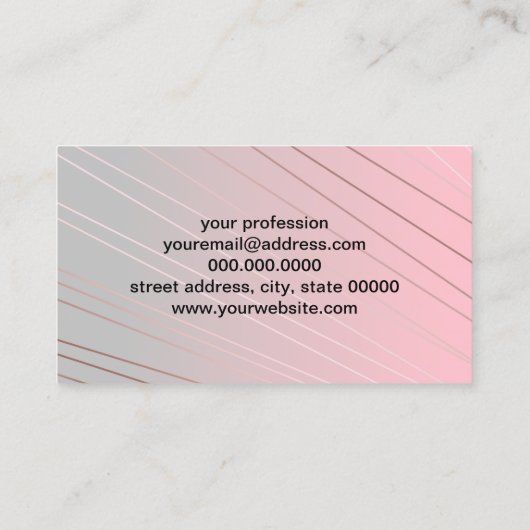 エレガント勾配ピンク灰色パターンバラ金ゴールド 名刺 (裏面)