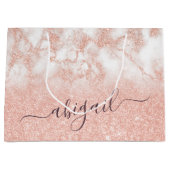 エレガント勾配銅バラ金ゴールドグリッター大理石 ラージペーパーバッグ (正面)