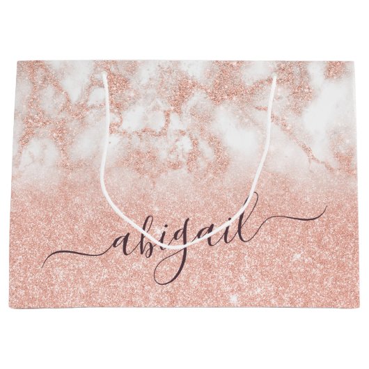 エレガント勾配銅バラ金ゴールドグリッター大理石 ラージペーパーバッグ (正面)